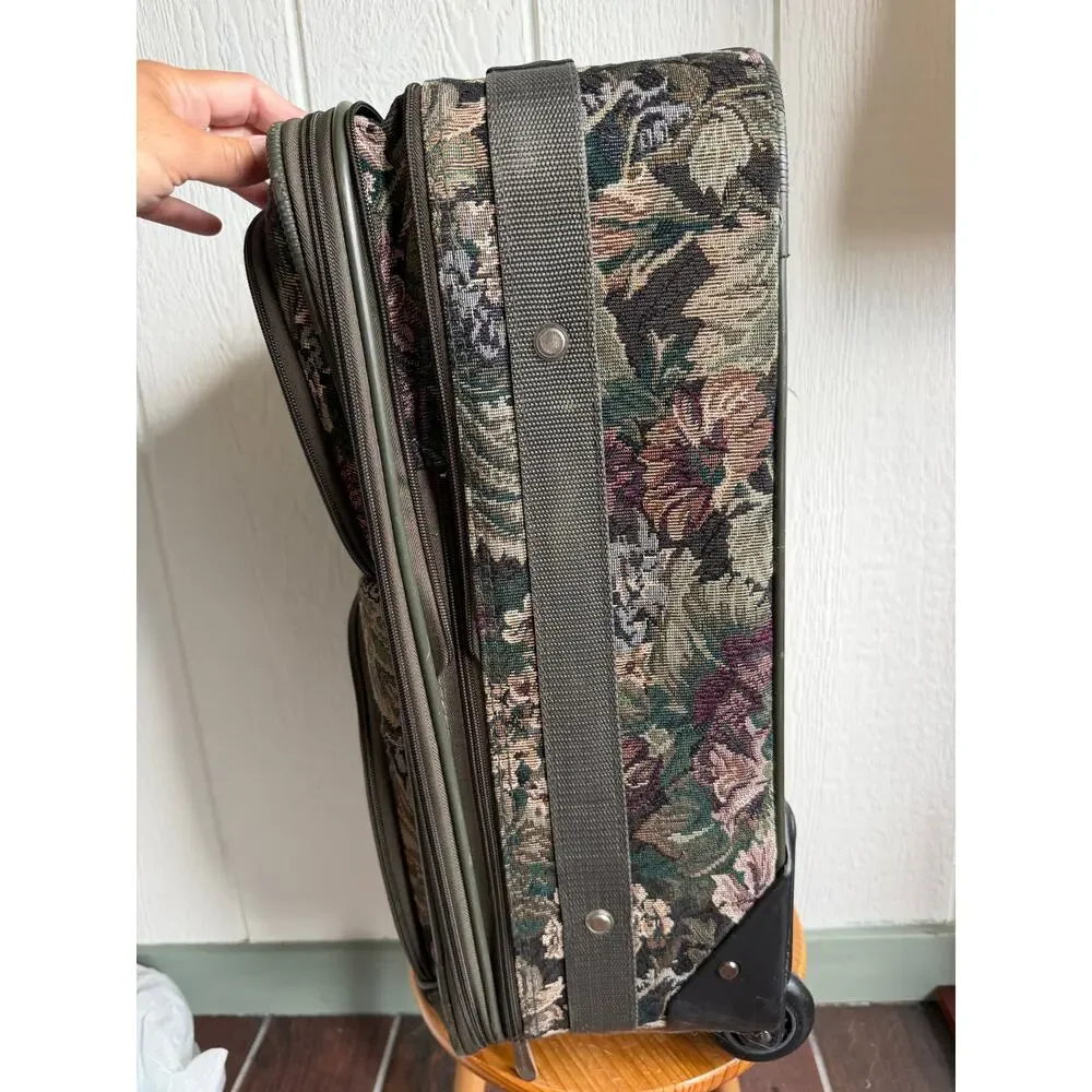 Vintage Protocol Tapestry Floral Rolling Suitcase Carry On Luggage Wheeled 90s